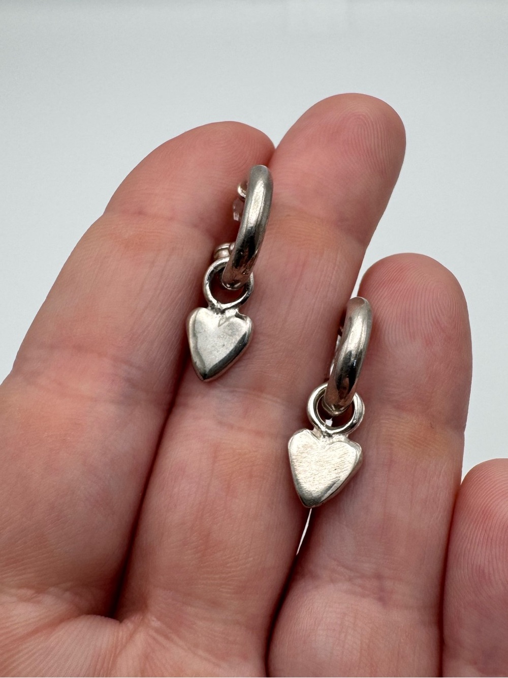 Sterling Silver 925 Hoop Earrings with Heart Charm